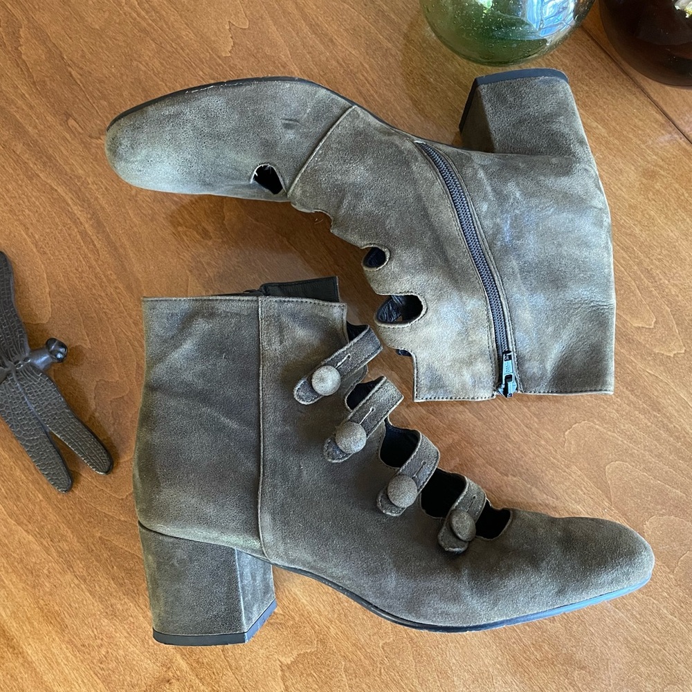 Sundance Olive Green Suede Ankle Boots